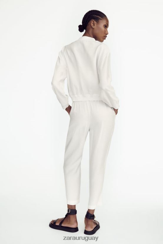 Zara chaqueta bomber fluida mujer H6RHL2130 ostra blanca ropa