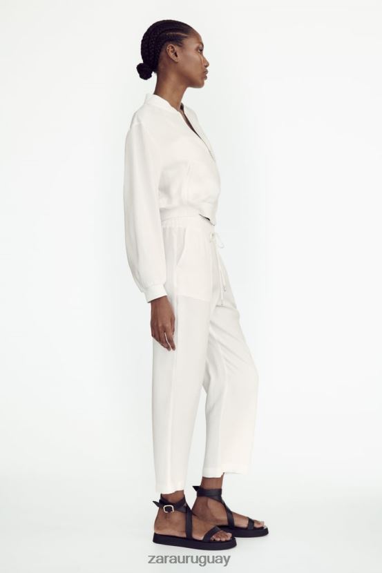 Zara chaqueta bomber fluida mujer H6RHL2130 ostra blanca ropa