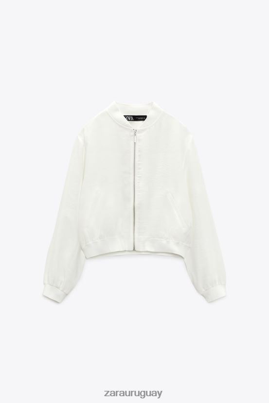 Zara chaqueta bomber fluida mujer H6RHL2130 ostra blanca ropa