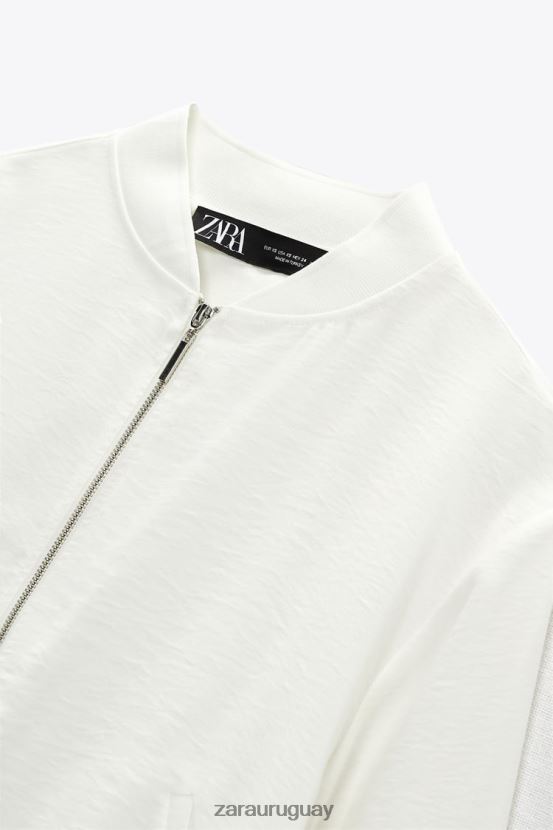 Zara chaqueta bomber fluida mujer H6RHL2130 ostra blanca ropa