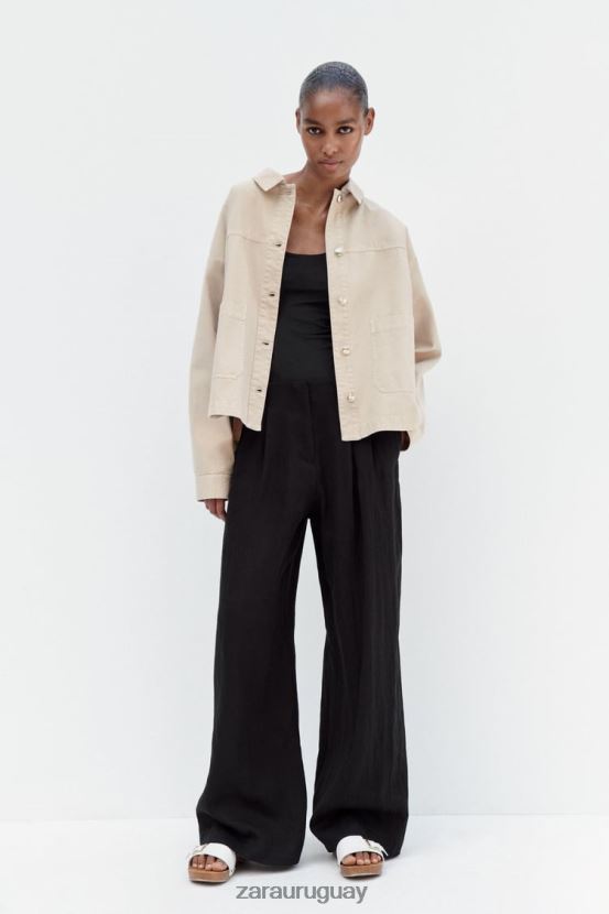Zara chaqueta con bolsillo de parche mujer H6RHL267 arena ropa