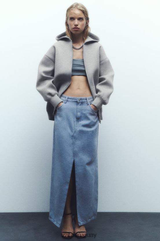 Zara chaqueta con efecto de neopreno mujer H6RHL223 gris ropa