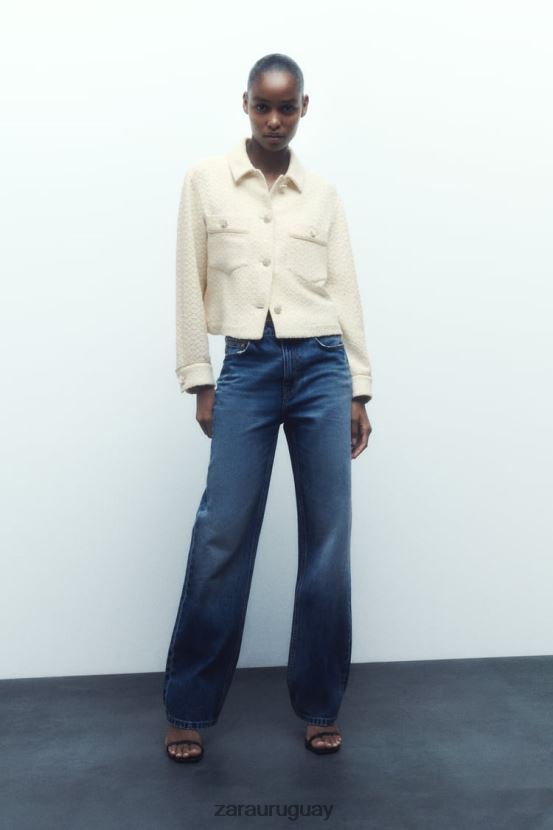 Zara chaqueta corta con botones joya mujer H6RHL280 crudo ropa