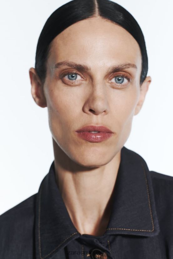 Zara chaqueta corta con costuras mujer H6RHL286 índigo ropa