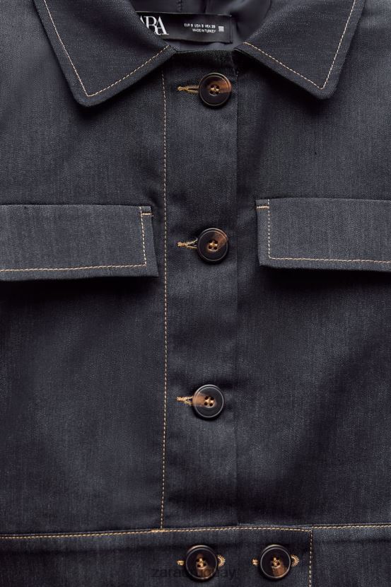 Zara chaqueta corta con costuras mujer H6RHL286 índigo ropa