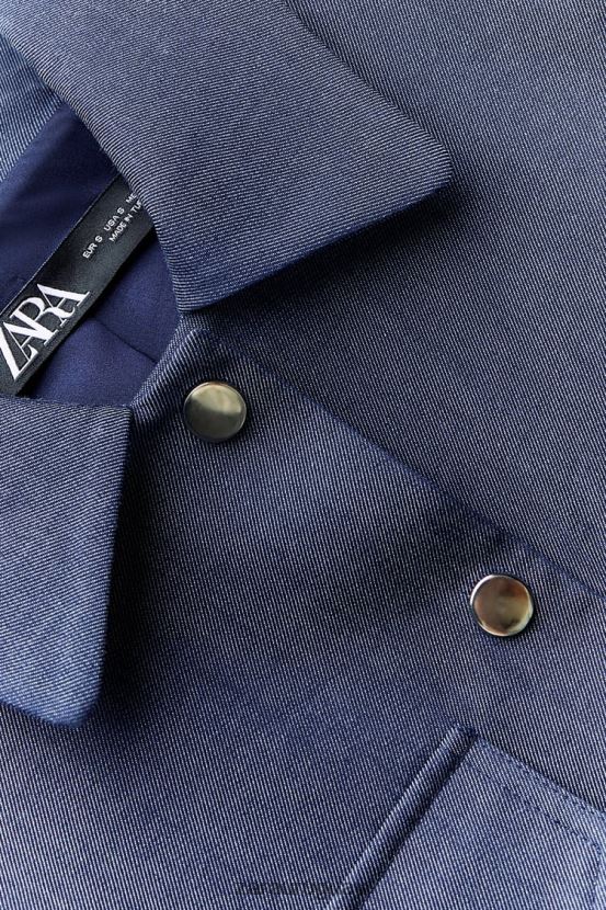 Zara chaqueta corta con hombreras mujer H6RHL27 índigo ropa