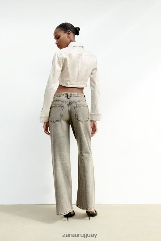 Zara chaqueta corta metalizada mujer H6RHL2120 plata ropa