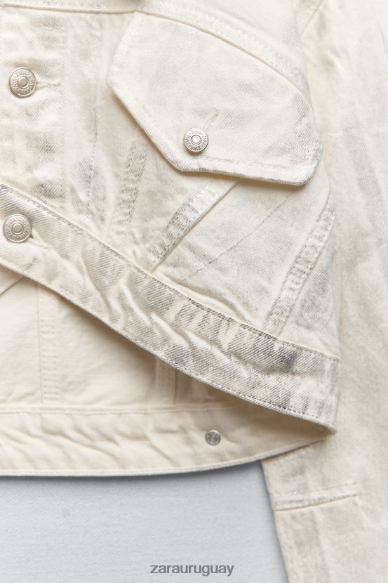 Zara chaqueta corta metalizada mujer H6RHL2120 plata ropa