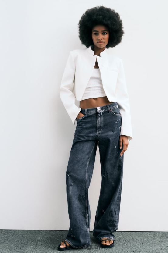 Zara chaqueta corta mujer H6RHL2163 ostra blanca ropa