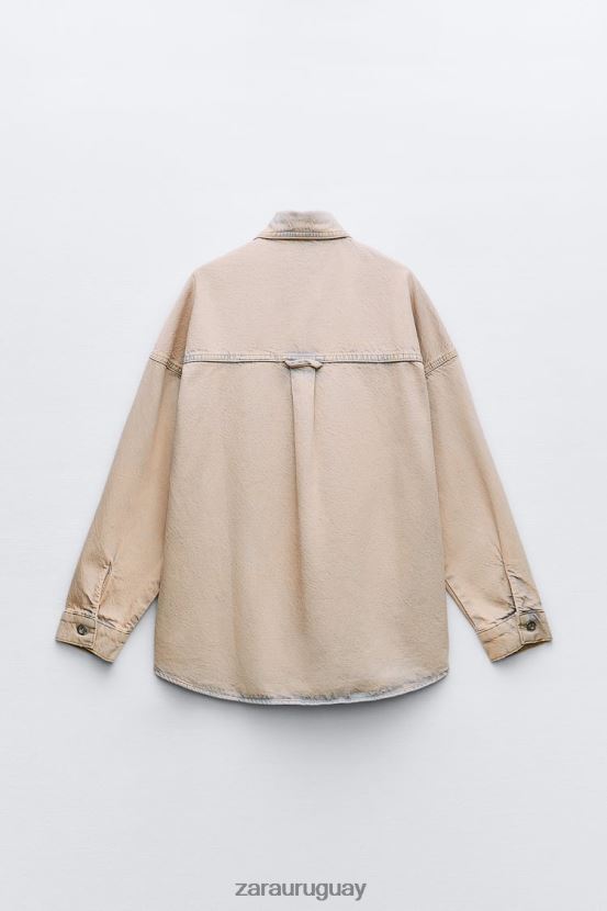 Zara chaqueta de mezclilla sobreteñida z1975 mujer H6RHL210 rosa ropa