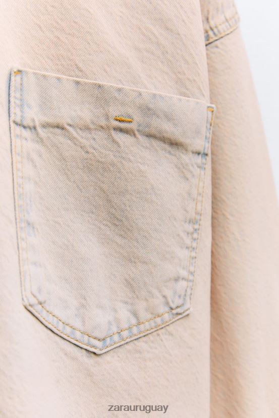 Zara chaqueta de mezclilla sobreteñida z1975 mujer H6RHL210 rosa ropa