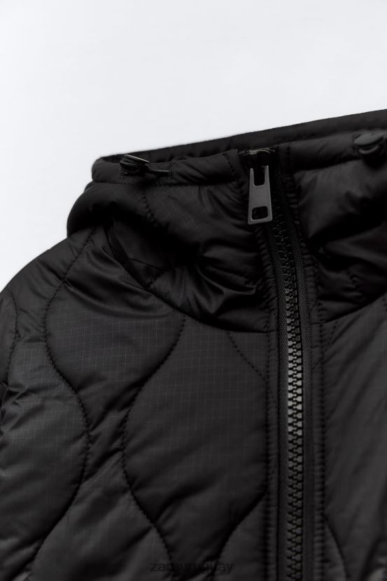 Zara chaqueta larga acolchada repelente al agua mujer H6RHL22 negro ropa
