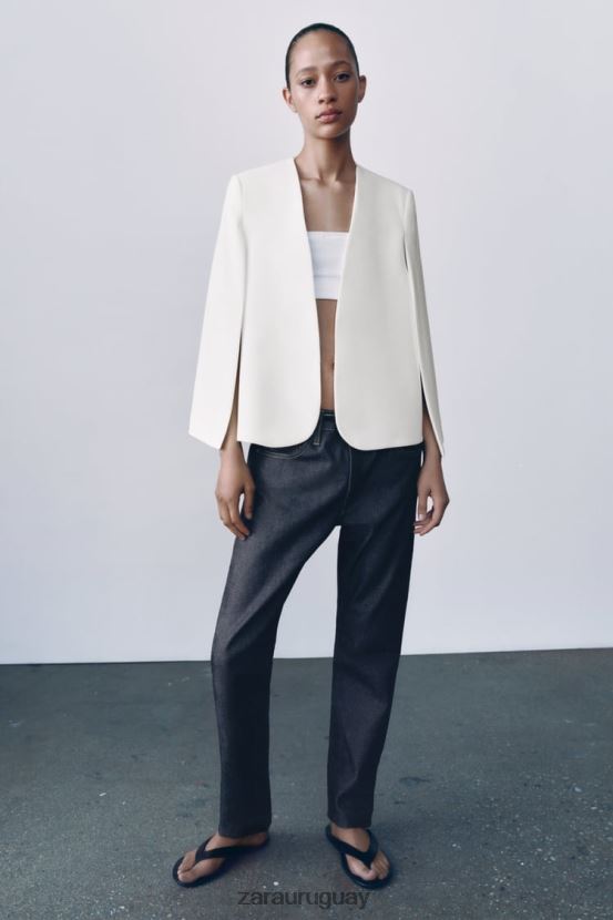 Zara chaqueta tipo capa mujer H6RHL2165 crudo ropa