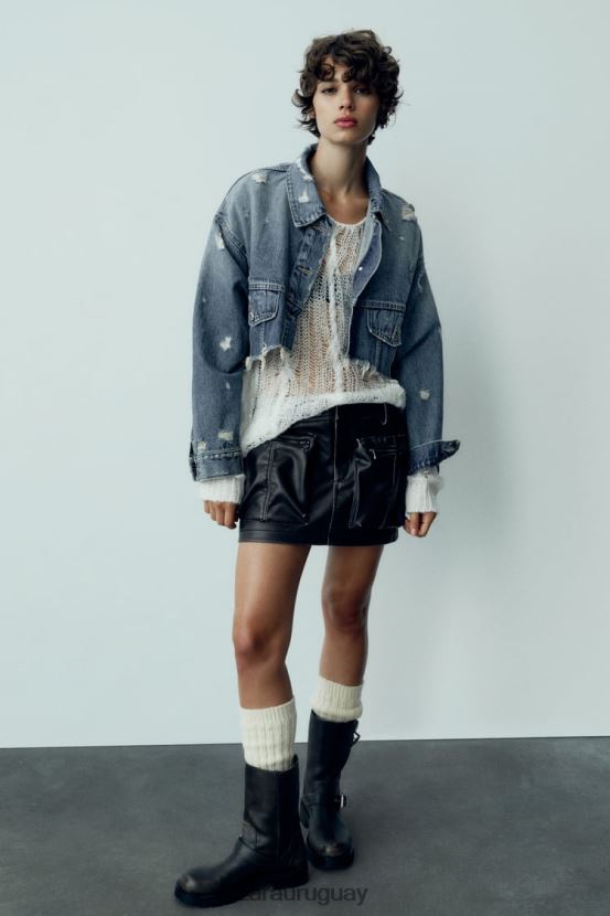 Zara chaqueta vaquera corta trf mujer H6RHL250 azul ropa