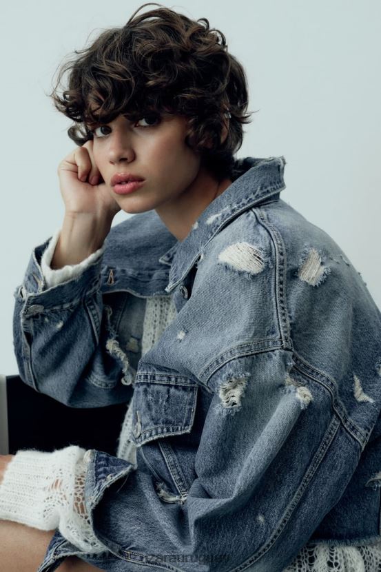 Zara chaqueta vaquera corta trf mujer H6RHL250 azul ropa