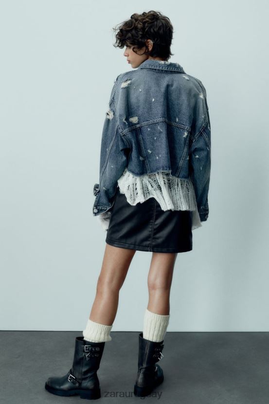 Zara chaqueta vaquera corta trf mujer H6RHL250 azul ropa