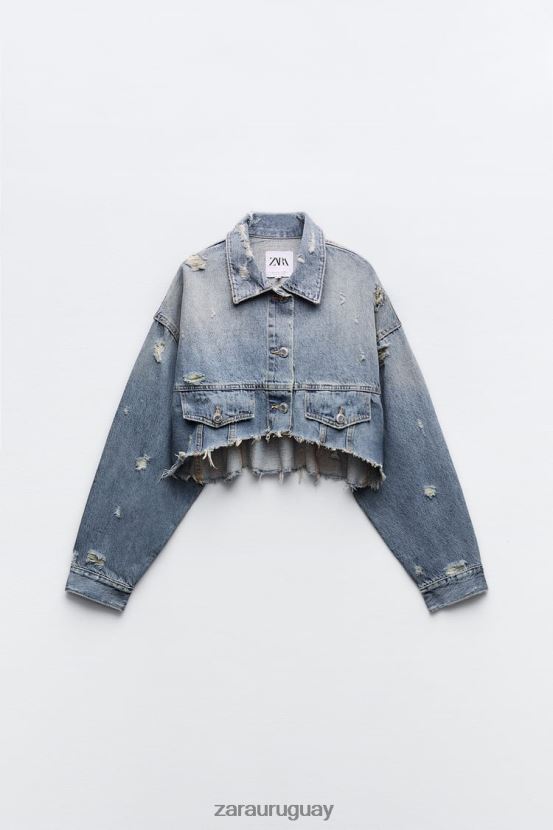 Zara chaqueta vaquera corta trf mujer H6RHL250 azul ropa