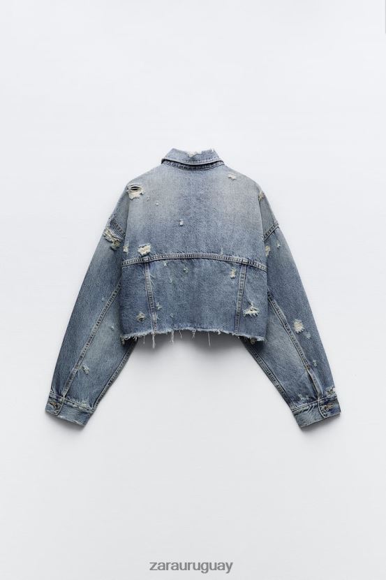 Zara chaqueta vaquera corta trf mujer H6RHL250 azul ropa