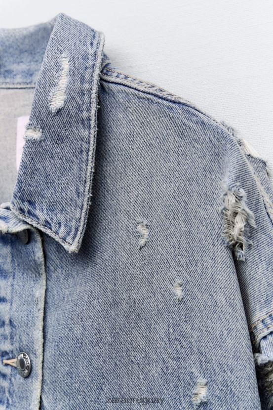 Zara chaqueta vaquera corta trf mujer H6RHL250 azul ropa