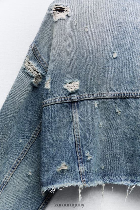 Zara chaqueta vaquera corta trf mujer H6RHL250 azul ropa
