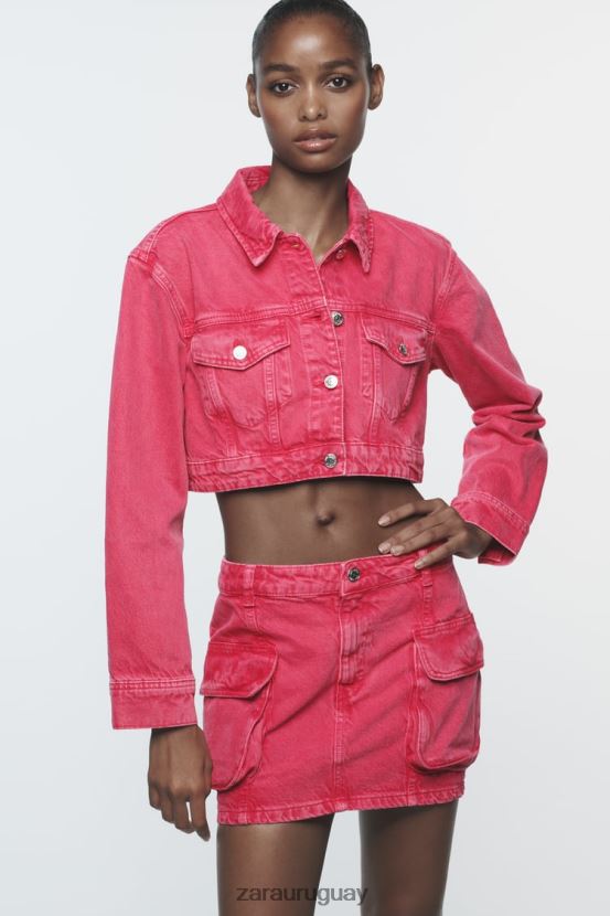 Zara chaqueta vaquera corta z1975 mujer H6RHL2123 rosa ropa