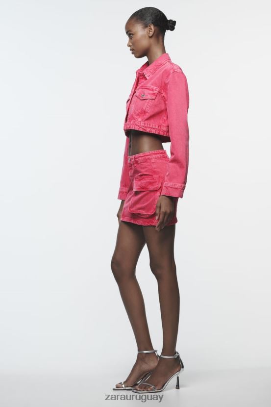 Zara chaqueta vaquera corta z1975 mujer H6RHL2123 rosa ropa