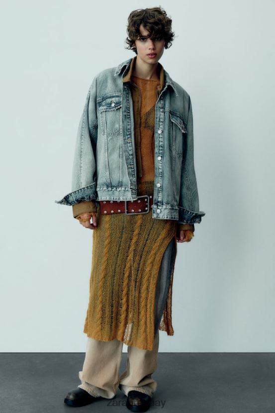 Zara chaqueta vaquera extragrande trf mujer H6RHL291 azul claro ropa