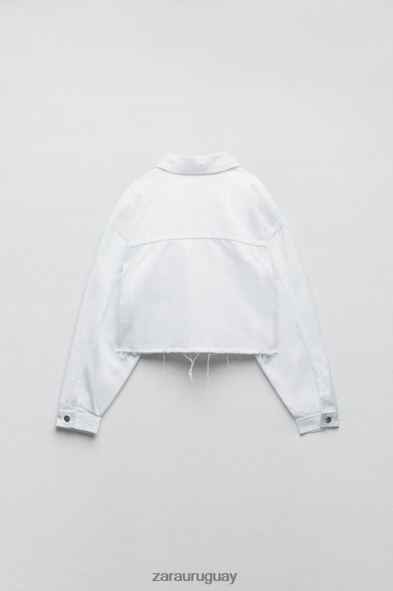 Zara chaqueta vaquera rasgada z1975 mujer H6RHL2103 blanco ropa