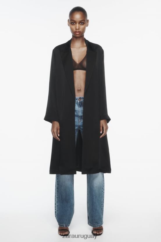 Zara gabardina con efecto satinado mujer H6RHL2135 negro ropa