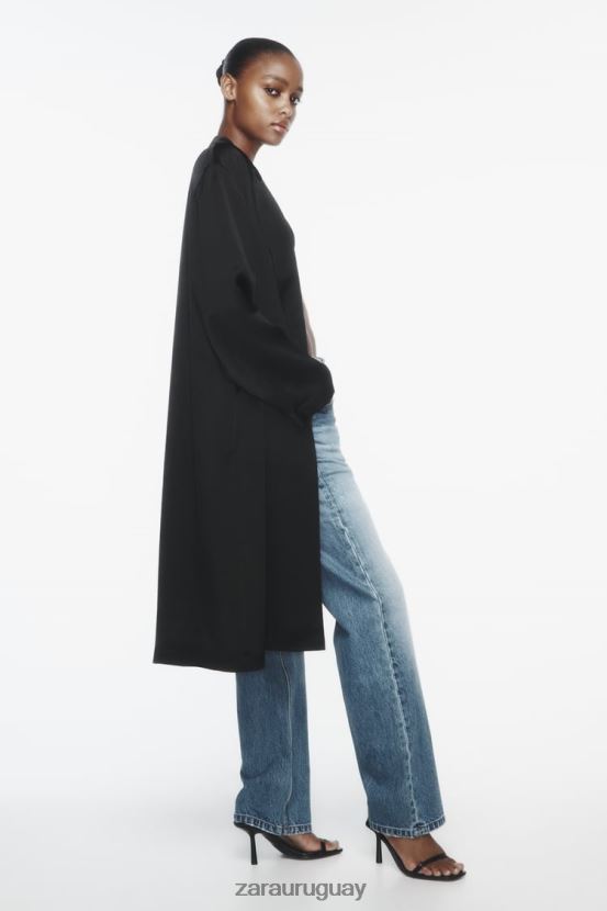 Zara gabardina con efecto satinado mujer H6RHL2135 negro ropa