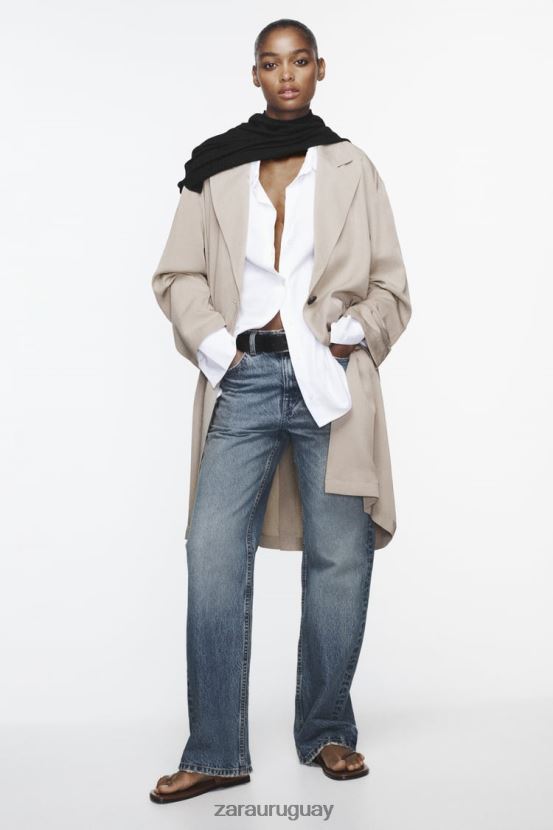 Zara gabardina fluida mujer H6RHL237 visón ropa