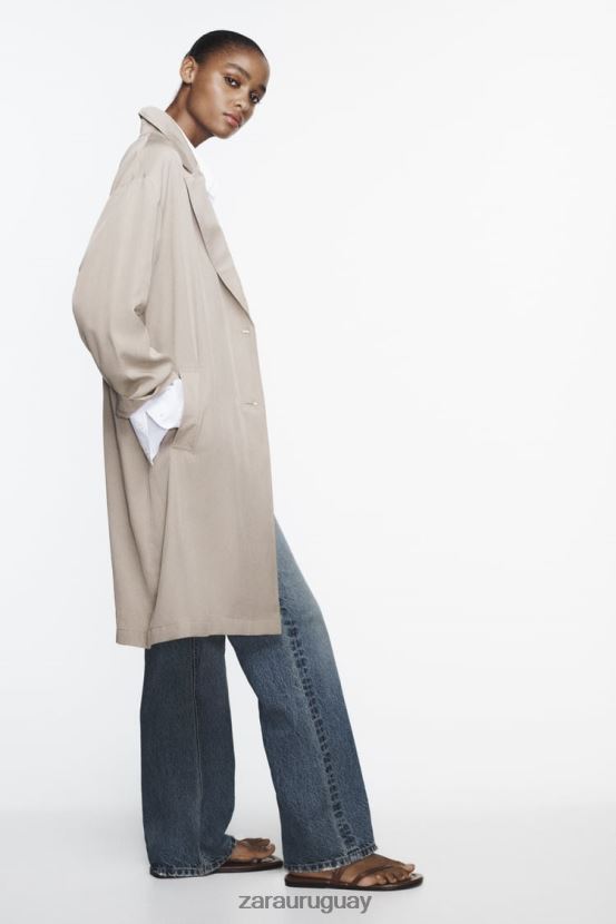 Zara gabardina fluida mujer H6RHL237 visón ropa