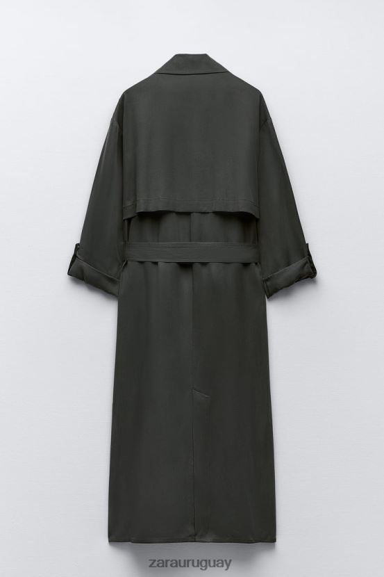 Zara gabardina larga fluida mujer H6RHL274 gris ropa