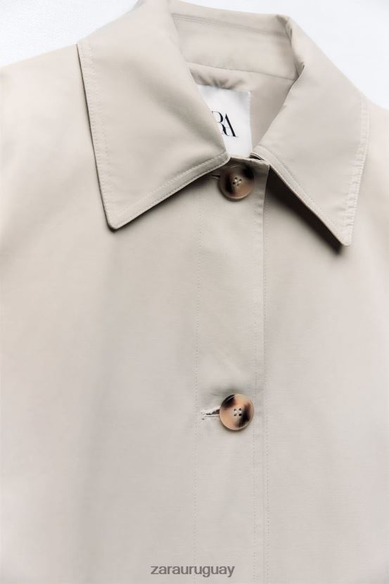 Zara gabardina oversize con bolsillos mujer H6RHL2131 arena ropa