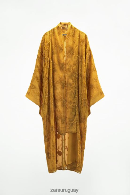 Zara kimono bordado mujer H6RHL2113 mostaza ropa