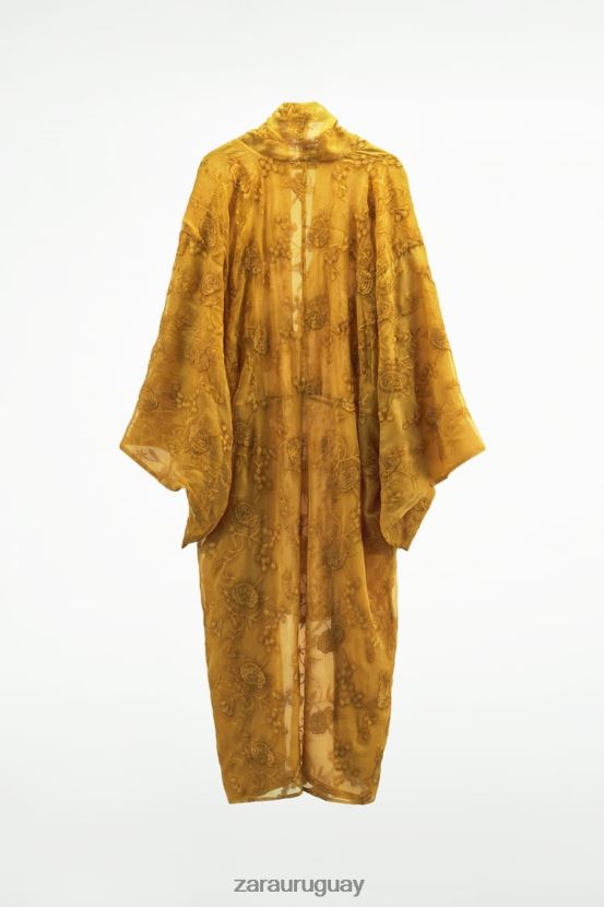 Zara kimono bordado mujer H6RHL2113 mostaza ropa