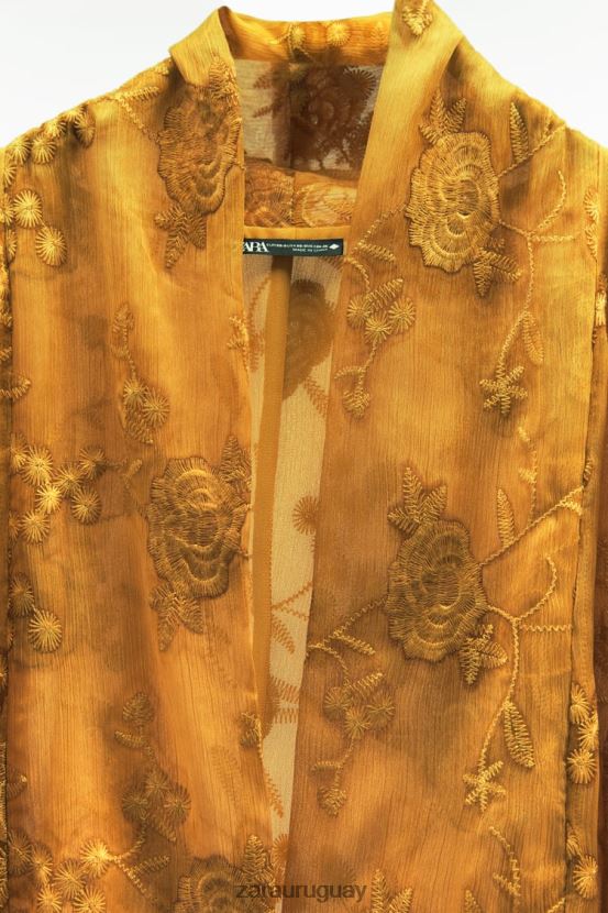 Zara kimono bordado mujer H6RHL2113 mostaza ropa