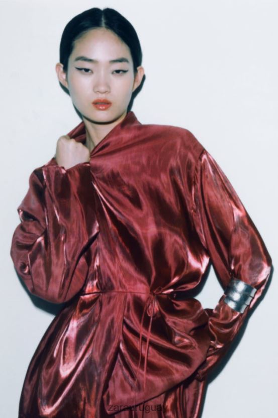 Zara kimono envolvente mujer H6RHL252 ladrillo ropa