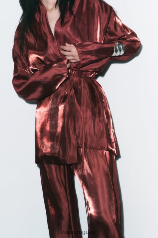 Zara kimono envolvente mujer H6RHL252 ladrillo ropa