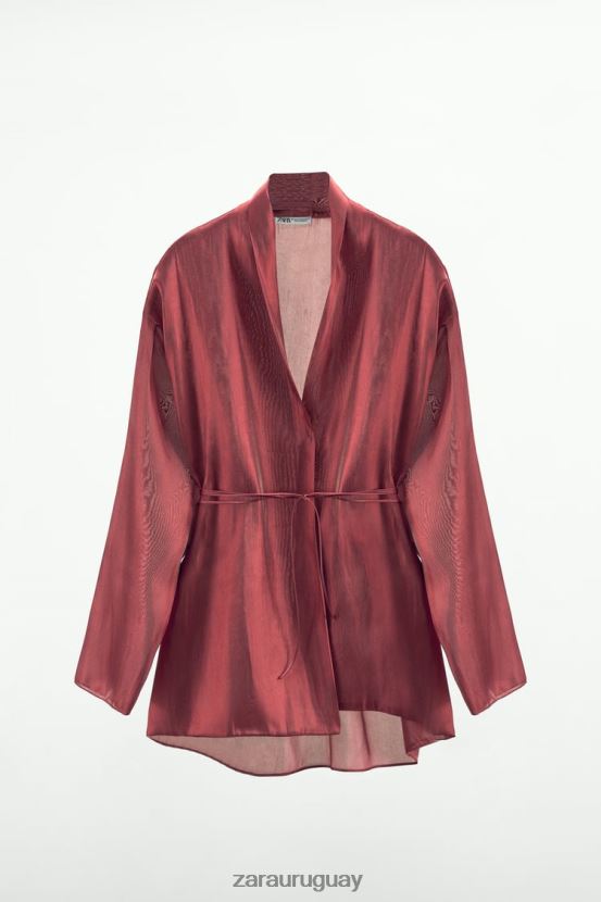 Zara kimono envolvente mujer H6RHL252 ladrillo ropa