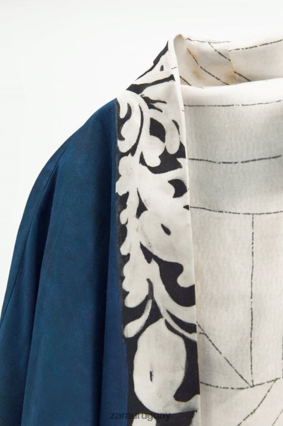 Zara kimono estampado reversible mujer H6RHL2136 azul negro ropa