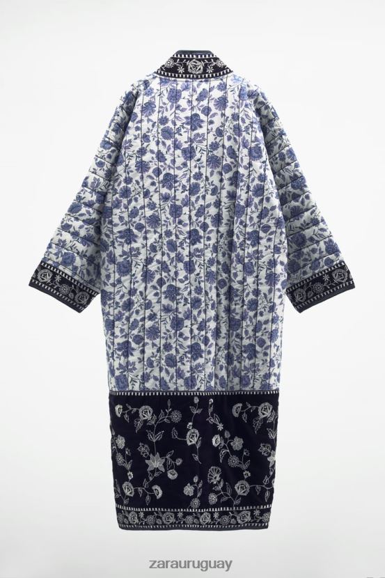 Zara kimono floral acolchado mujer H6RHL216 azul ropa