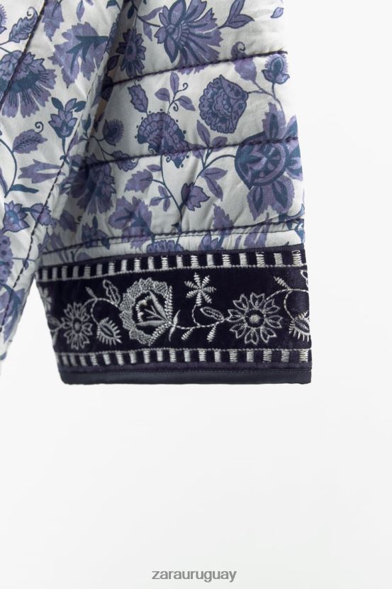 Zara kimono floral acolchado mujer H6RHL216 azul ropa