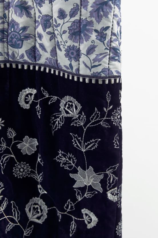 Zara kimono floral acolchado mujer H6RHL216 azul ropa