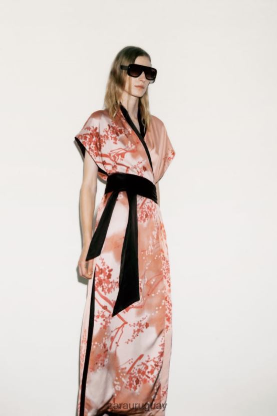 Zara kimono largo estampado mujer H6RHL2105 rosa ropa