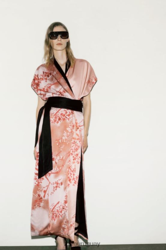 Zara kimono largo estampado mujer H6RHL2105 rosa ropa