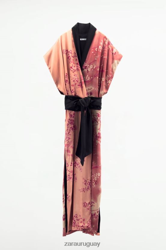 Zara kimono largo estampado mujer H6RHL2105 rosa ropa