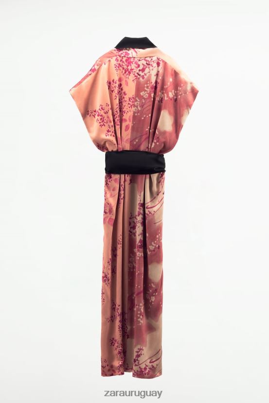 Zara kimono largo estampado mujer H6RHL2105 rosa ropa