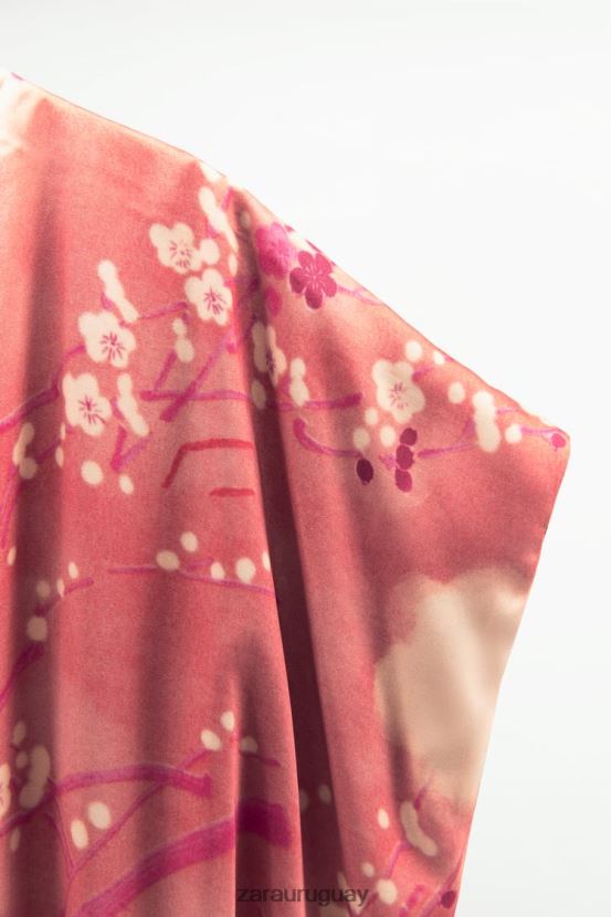Zara kimono largo estampado mujer H6RHL2105 rosa ropa