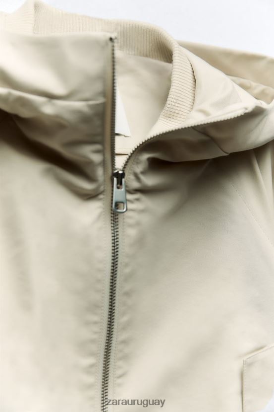 Zara parka corta con capucha mujer H6RHL25 crudo ropa